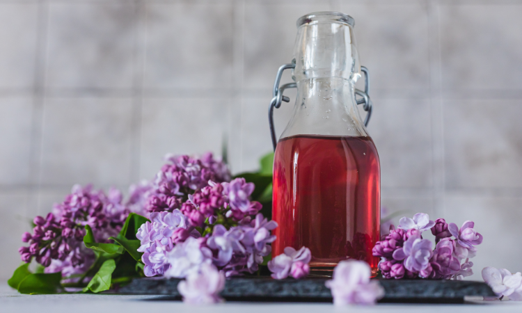 n&aacute;lev v karafe z bezu obyčajn&eacute;ho lilac