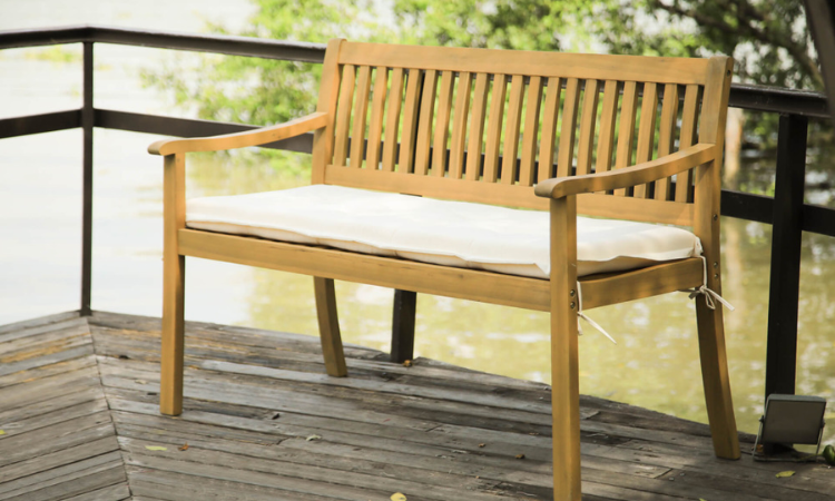 Dreven&aacute; z&aacute;hradn&aacute; lavička s vank&uacute;&scaron;om ALNES Teak Look