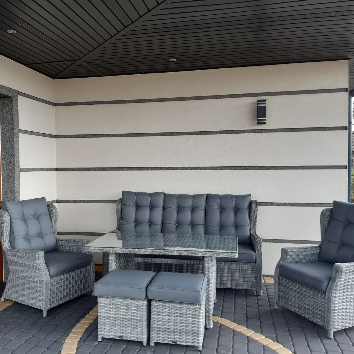 Záhradná zostava z technoratanu TRIVENTO 2 Dark Grey fotografia realizácie 1