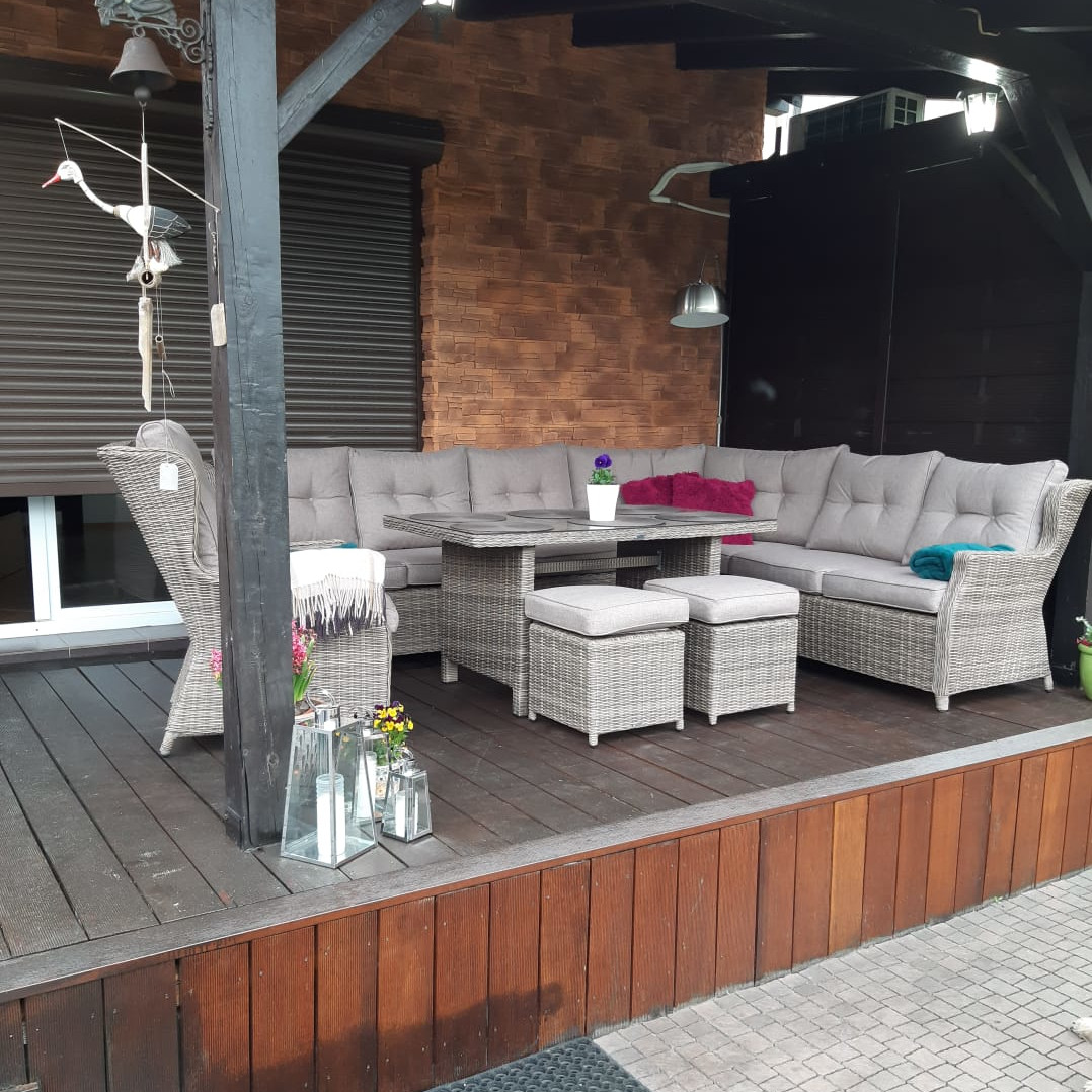 Záhradná rohová súprava BJORKKA Trivento Dining biela fotografia realizácie 5