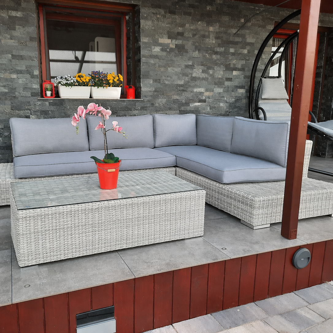 Záhradná rohová súprava Focus Garden VERONA White Grey fotografia realizácie 1