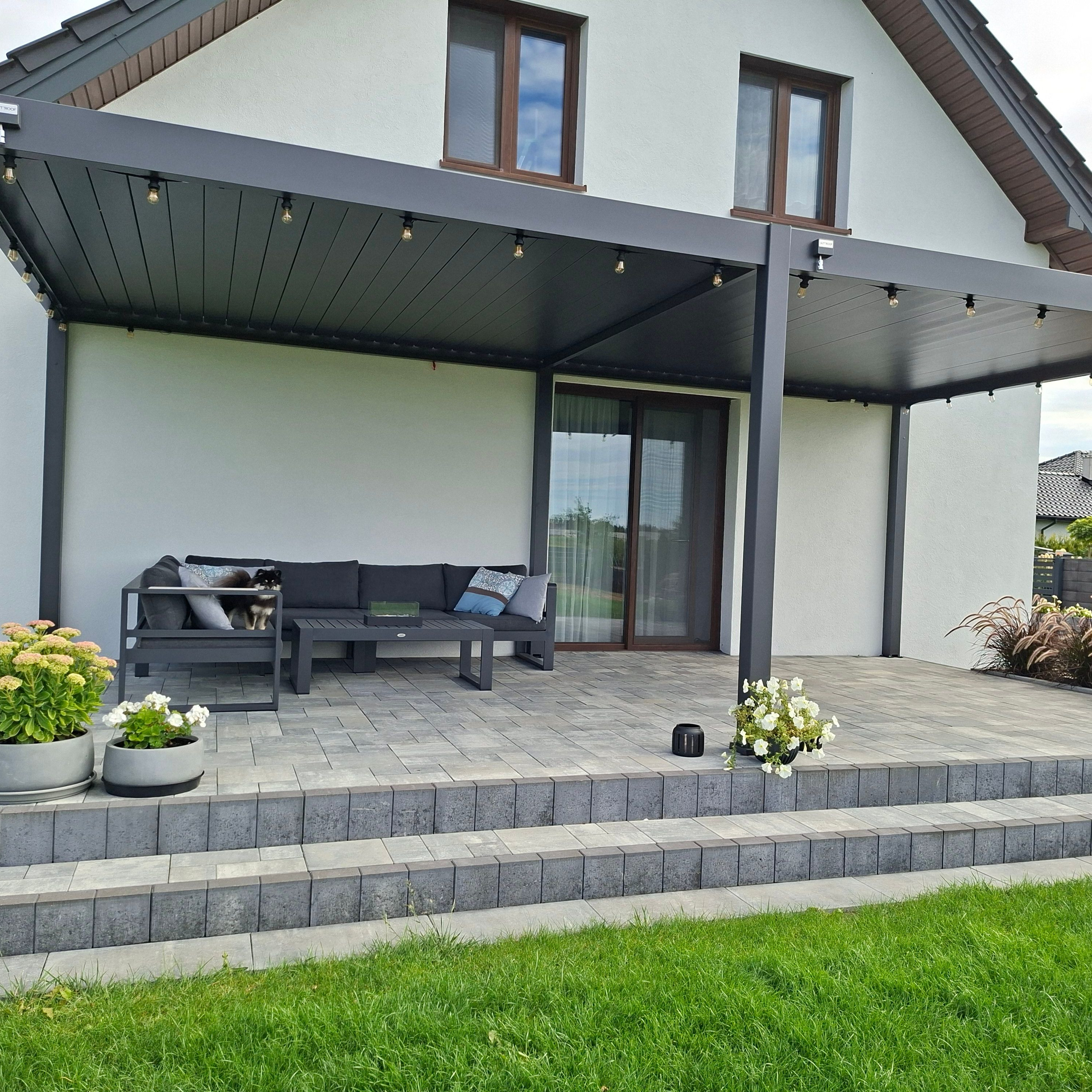 Hliníková pergola Gutroof DELUXE 3,6x7,2 m antracit fotografia realizácie 7