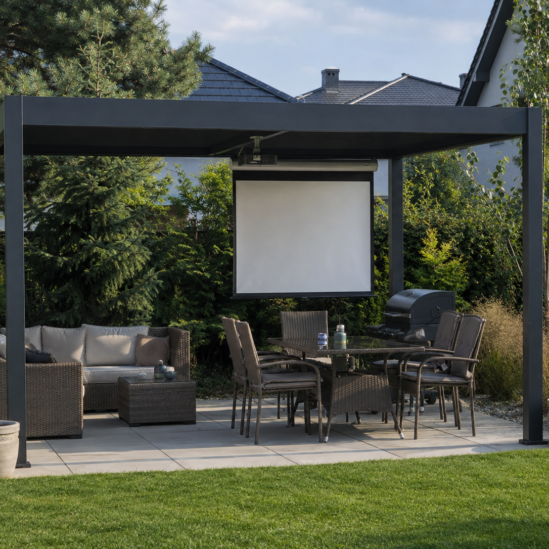 Záhradná pergola ELEGANCE DUO 3,6x4 antracit - Gutroof fotografia realizácie 1