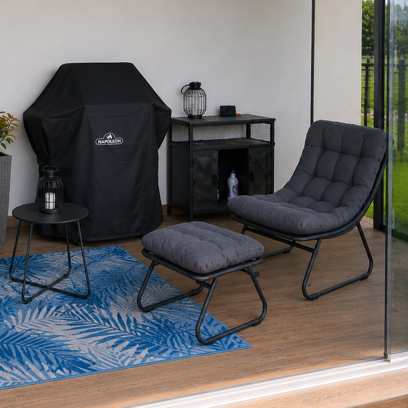 Záhradné kreslo s pufom a stolíkom Bjørkka VISTA RELAX PLUS fotografia realizácie 1