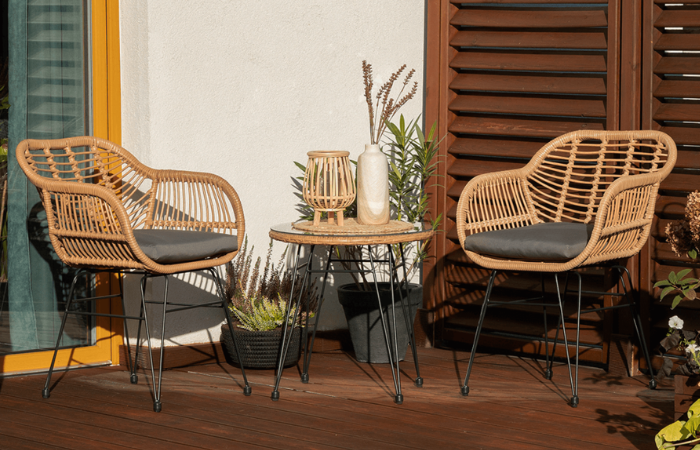 St&ocirc;l a stoličky na balk&oacute;n KUBU 2+1, b&eacute;žov&eacute; &ndash; FOCUS GARDEN