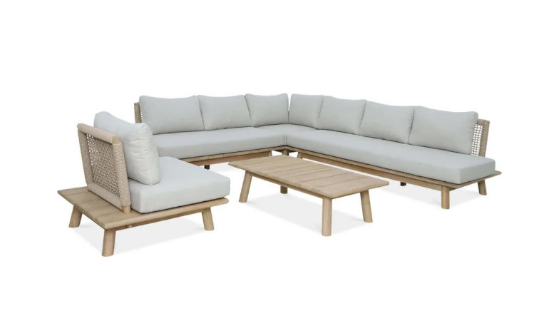 Jed&aacute;lensk&yacute; k&uacute;t MIYA DINING + svetlosiv&eacute; kreslo - Focus Garden na bielom pozad&iacute;