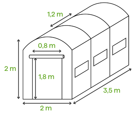 Biely záhradný tunel Cultivo - rozmery