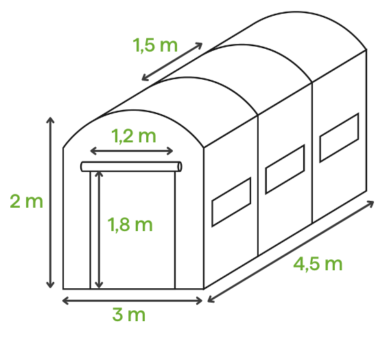 Biały tunel ogrodowy Cultivo - wymiary